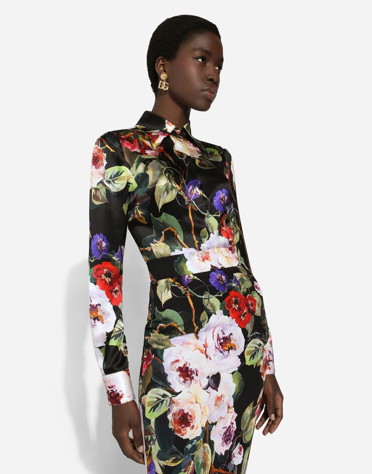 Dolce & Gabbana 玫瑰园印花缎布衬衫 印花 F5R63TFSA59