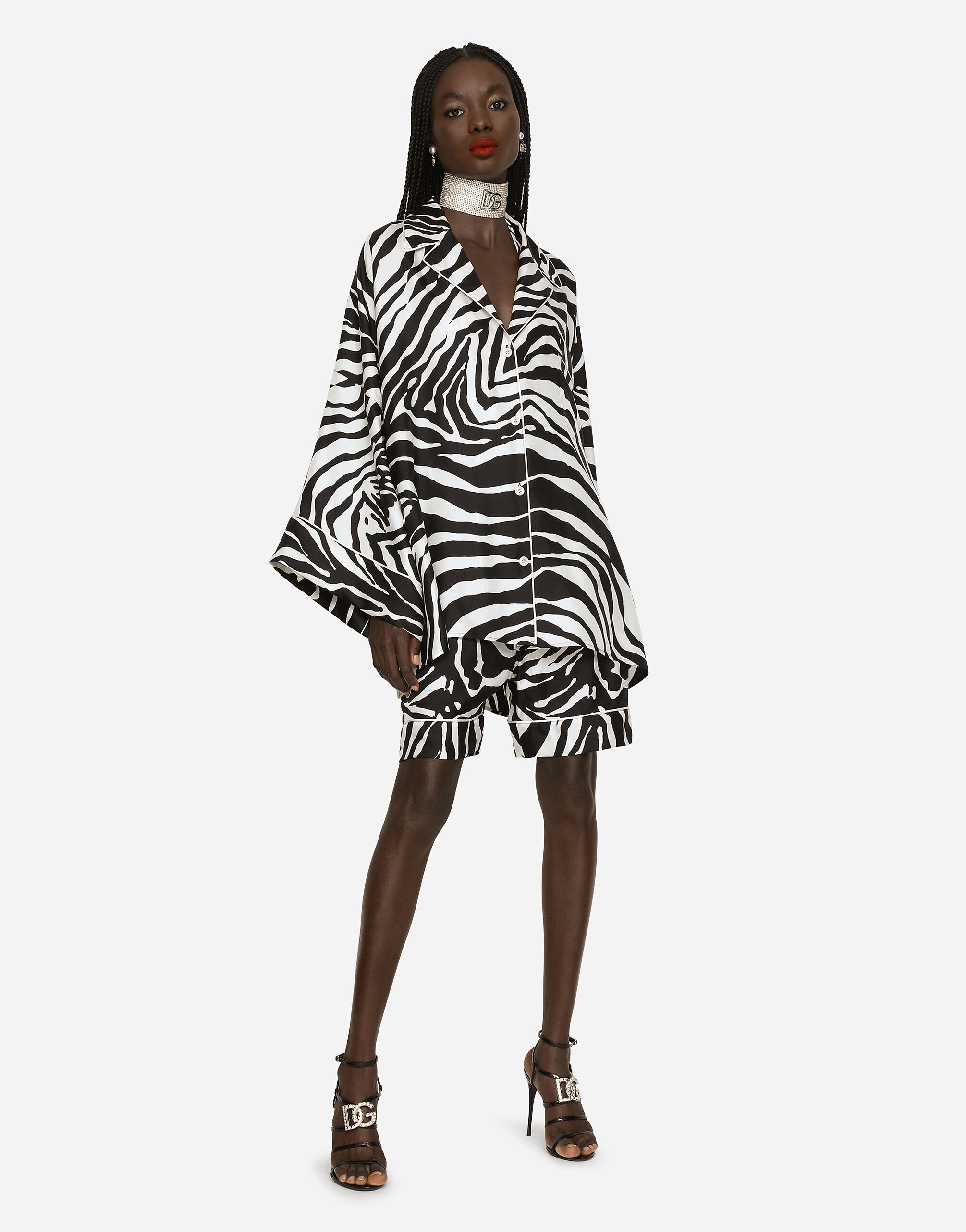Zebra-print twill shirt in Multicolor for Women