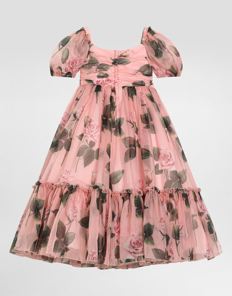 Dolce & Gabbana Vestido de organza con estampado de rosas Imprima L54DF2IS1YB
