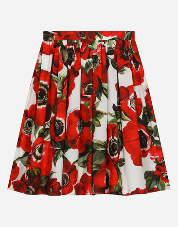 Dolce & Gabbana Poplin midi skirt with anemone print Print L55I27FI5JU