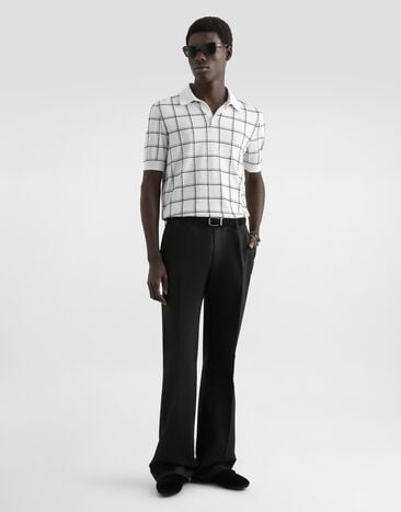 Dolce & Gabbana Polo de seda con patrón en intarsia y bordado Multicolor GXZ02ZJBSOD