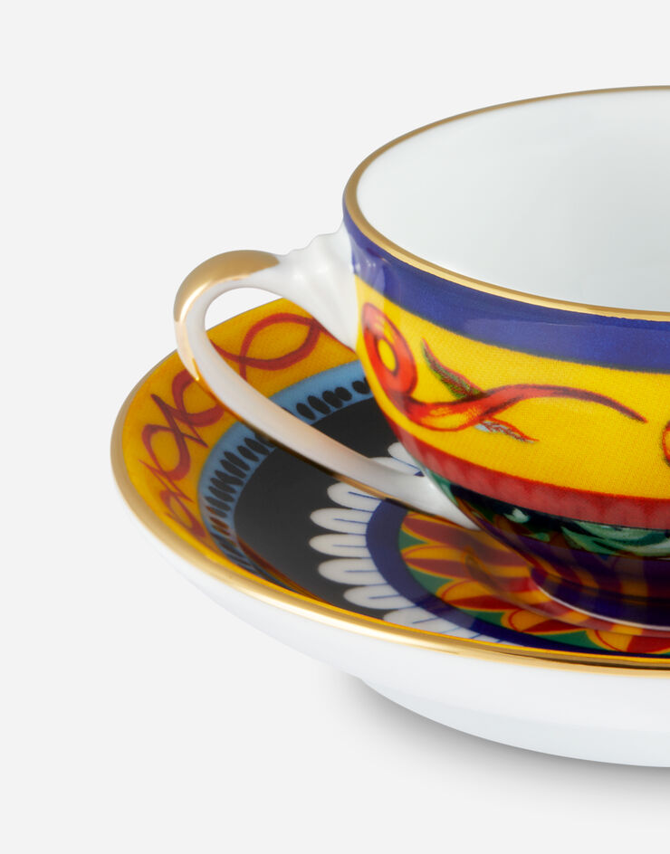 Dolce & Gabbana Tazza Caffè con Piattino in Porcellana Multicolore TC0100TCA17