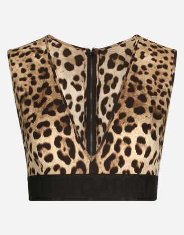 Dolce & Gabbana Leopard-print charmeuse top Print F6JDGTFHAA4