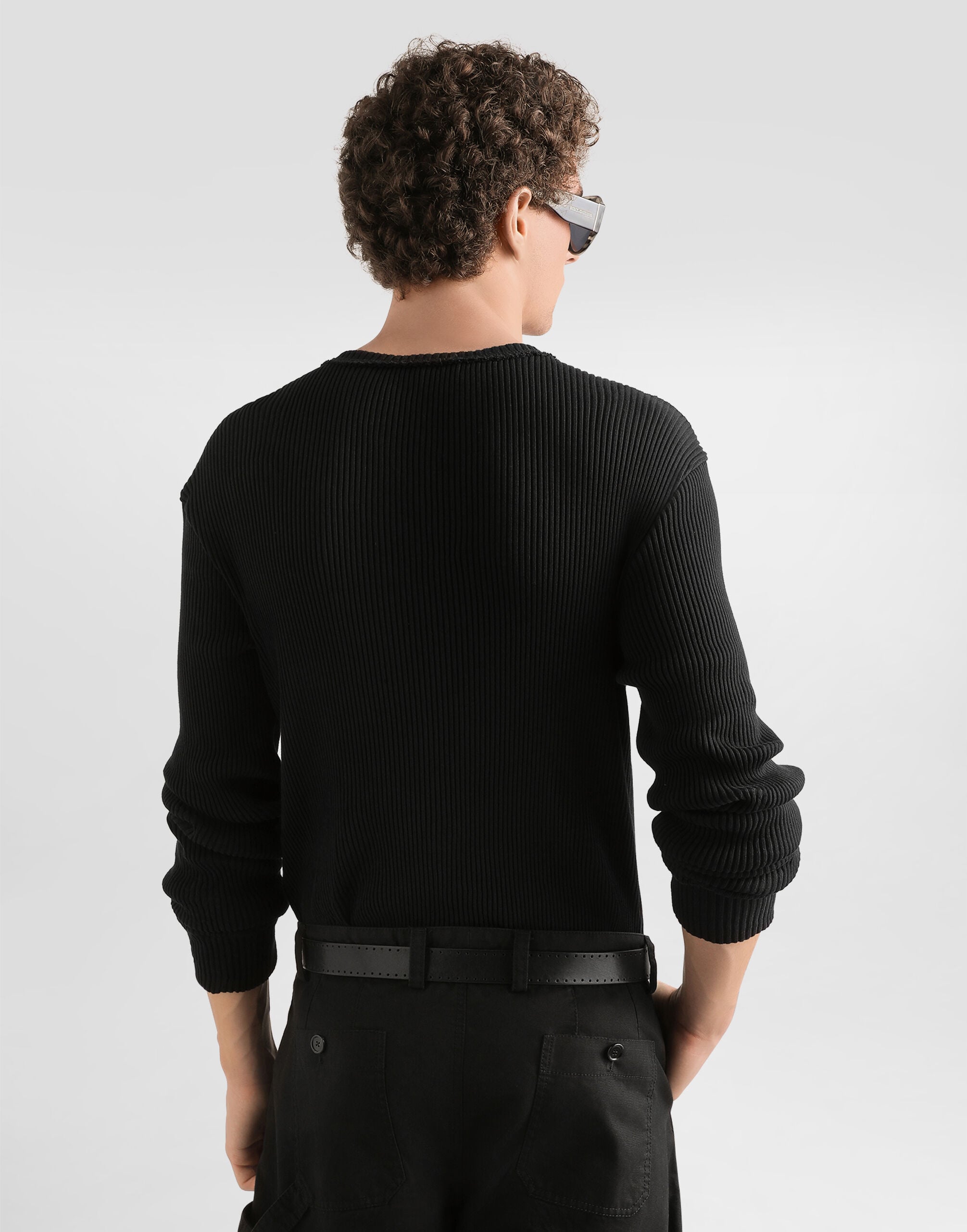 Ribbed cotton serafino t-shirt - thumbnail 5