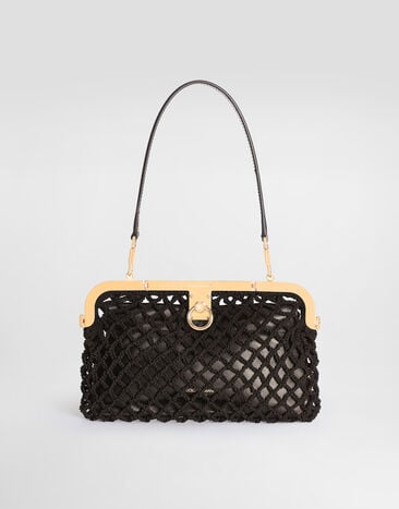 Dolce & Gabbana Amanda handbag in mesh and palmellato calfskin Black BB7920A0699