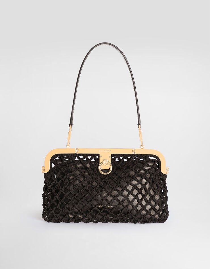 Dolce & Gabbana Amanda handbag in mesh and palmellato calfskin Dolce & Gabbana Amanda handbag in mesh and palmellato calfskin Black BB7920A0699