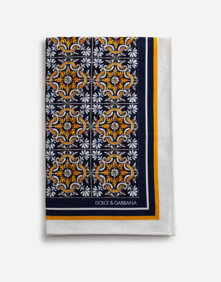 Dolce & Gabbana Beach towel in sponge with maiolica print STAMPA MAIOLICA M0A00TFI7UK