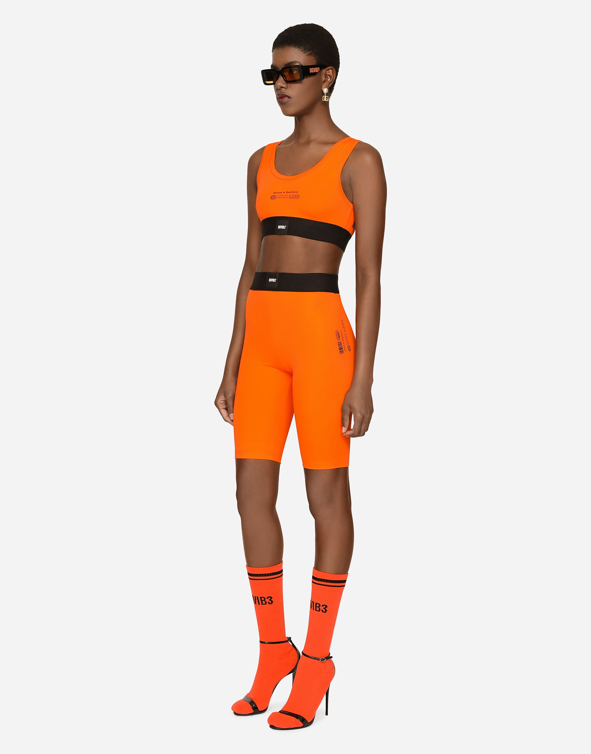 Dolce & Gabbana Spandex jersey cycling shorts with elasticated band DGVIB3 Orange FT006TG7K3G