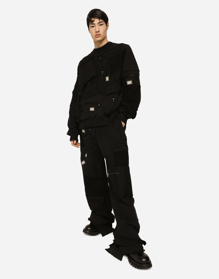 Dolce&Gabbana Patchwork jersey jogging pants with logo tag Black GZ1DHTG7J8V