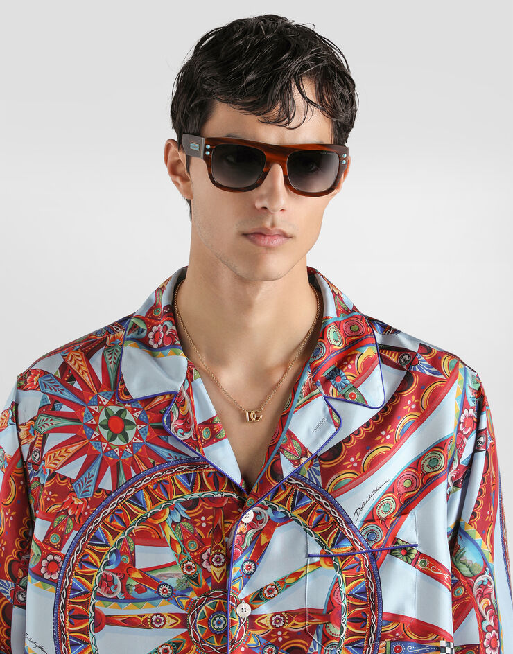 Dolce & Gabbana Carretto-print silk twill shirt Multicolor G5IF1TIS131
