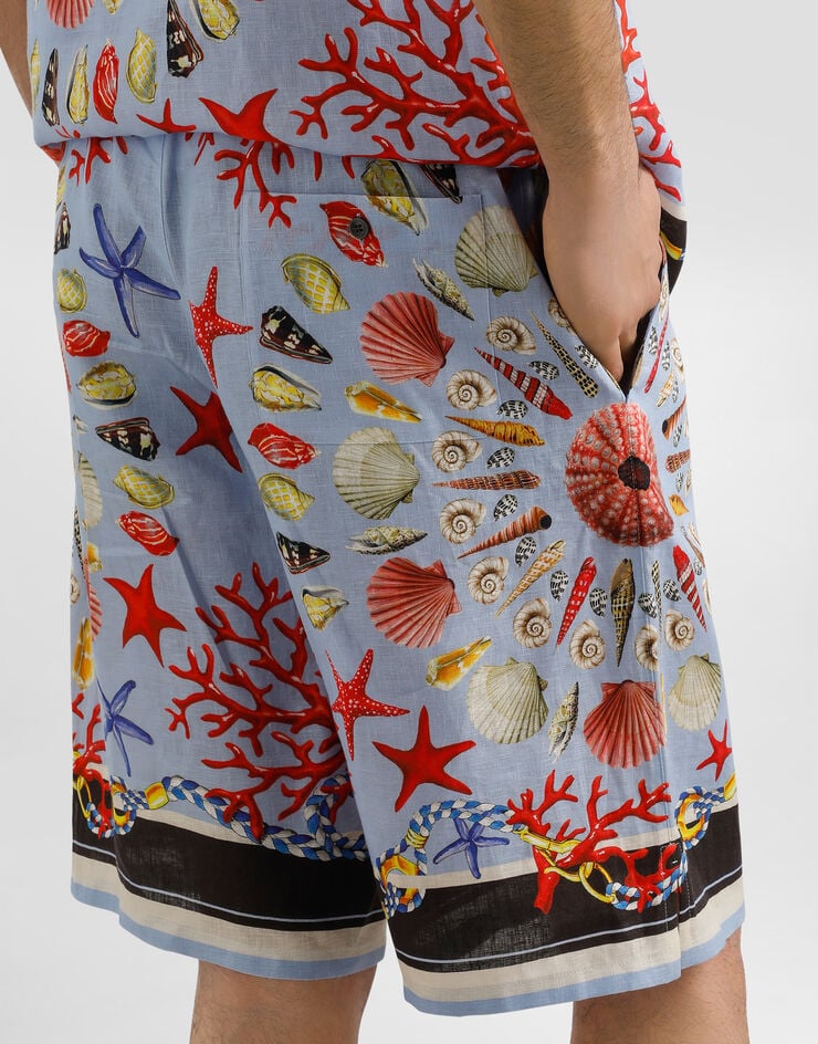 Dolce & Gabbana Shell-print linen canvas trousers Multicolor GV37ATFP4NR