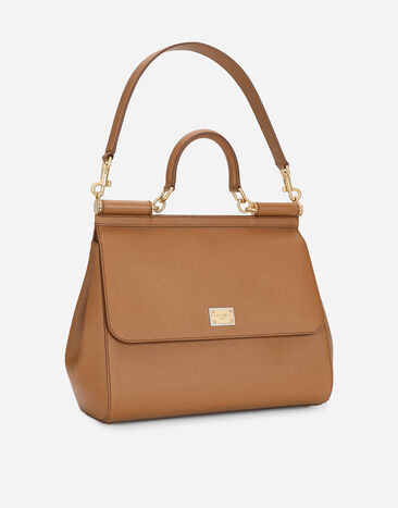 Dolce&Gabbana Maxi Sicily handbag in dauphine calfskin Brown BB6015A1001