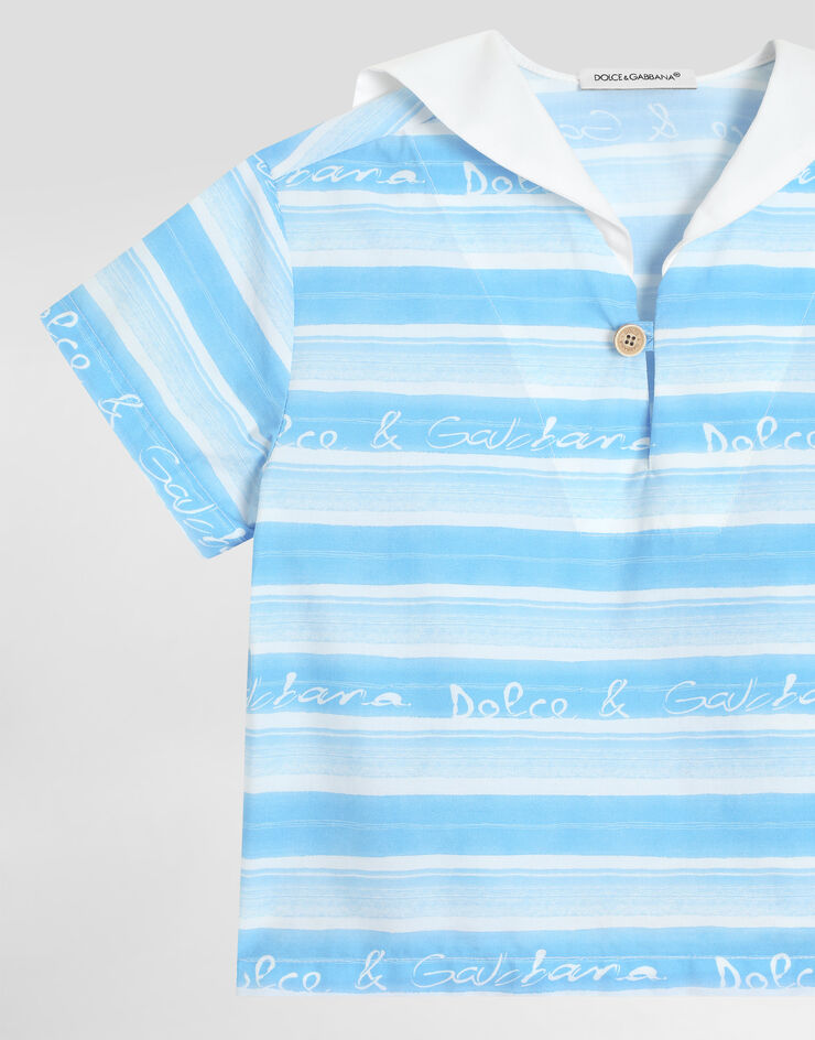 Dolce & Gabbana Camisa de popelina con estampado a rayas Blue L14S28HS5SS