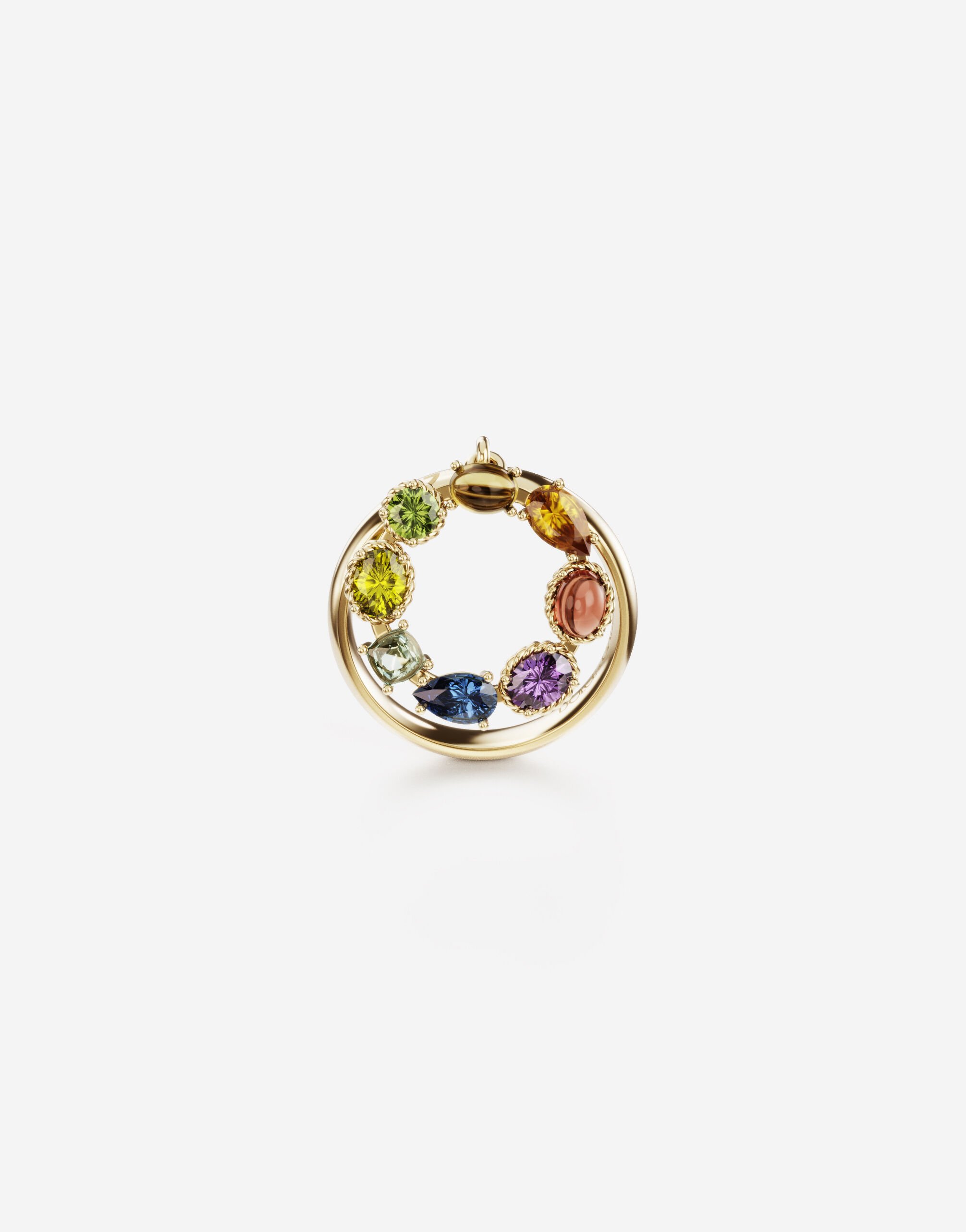 Dolce & Gabbana Rainbow alphabet O ring in yellow gold with multicolor fine gems Gold WRMR1GWMIXU