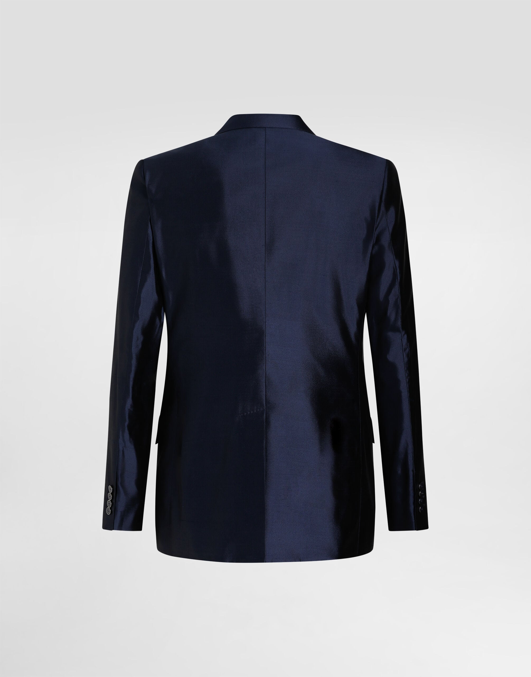 Shantung and mikado silk double-breasted suit in Blue for Men