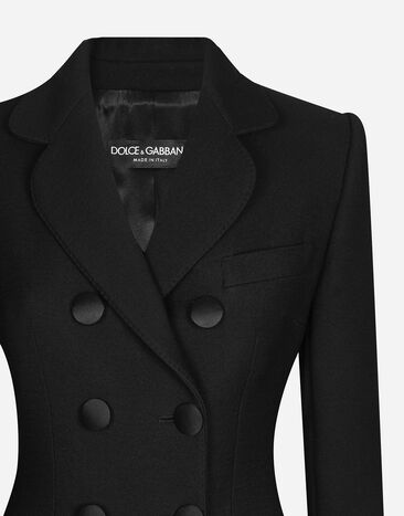 Dolce & Gabbana Double-breasted houndstooth check coat with belt Black F0W1WTFU2TS
