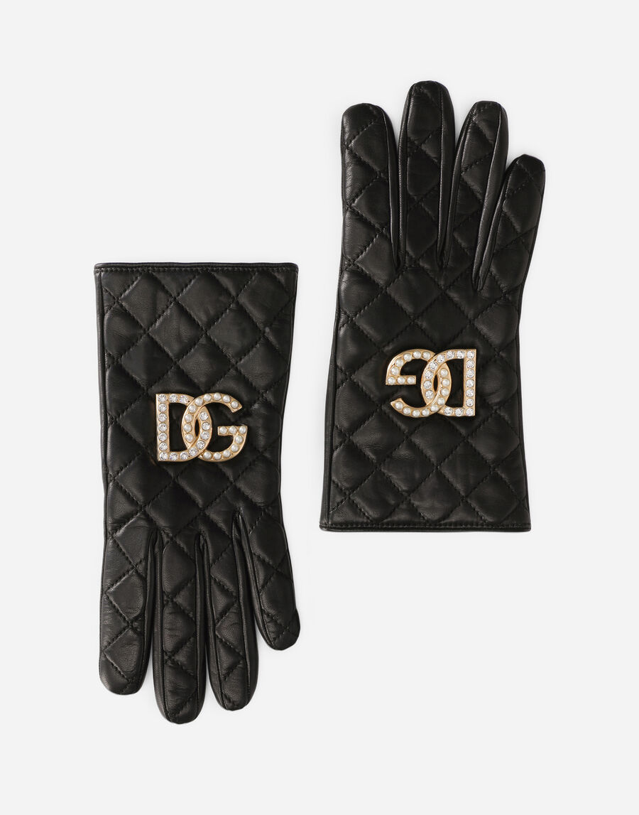 Quilted nappa leather gloves with DG logo