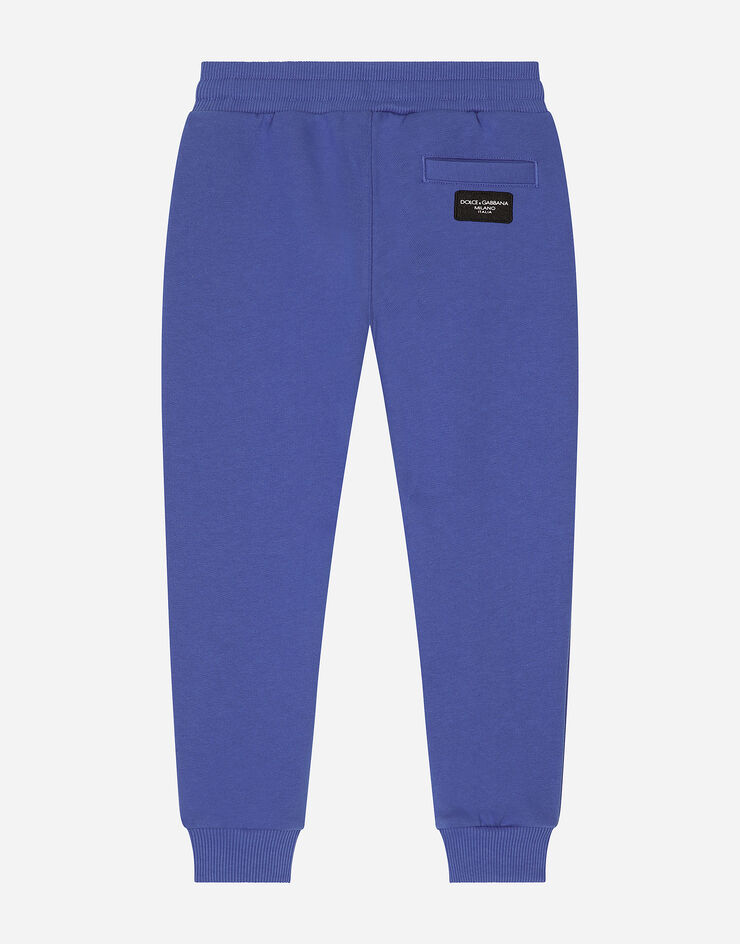 Dolce & Gabbana Pantalón de chándal en punto con placa con logotipo Azul L4JPT0G7M4R