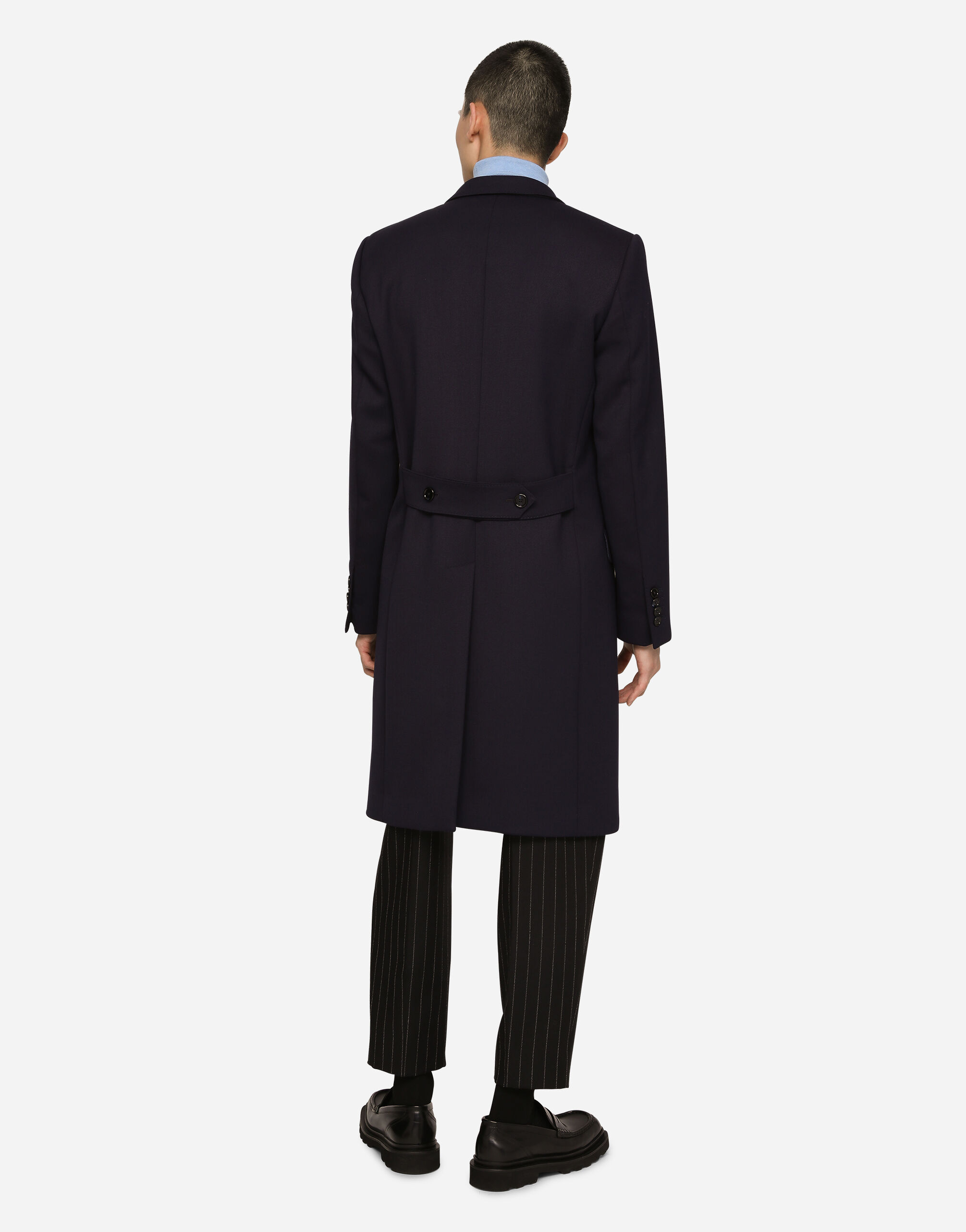 Extra-fine cashmere and silk turtleneck sweater in Azure for Men