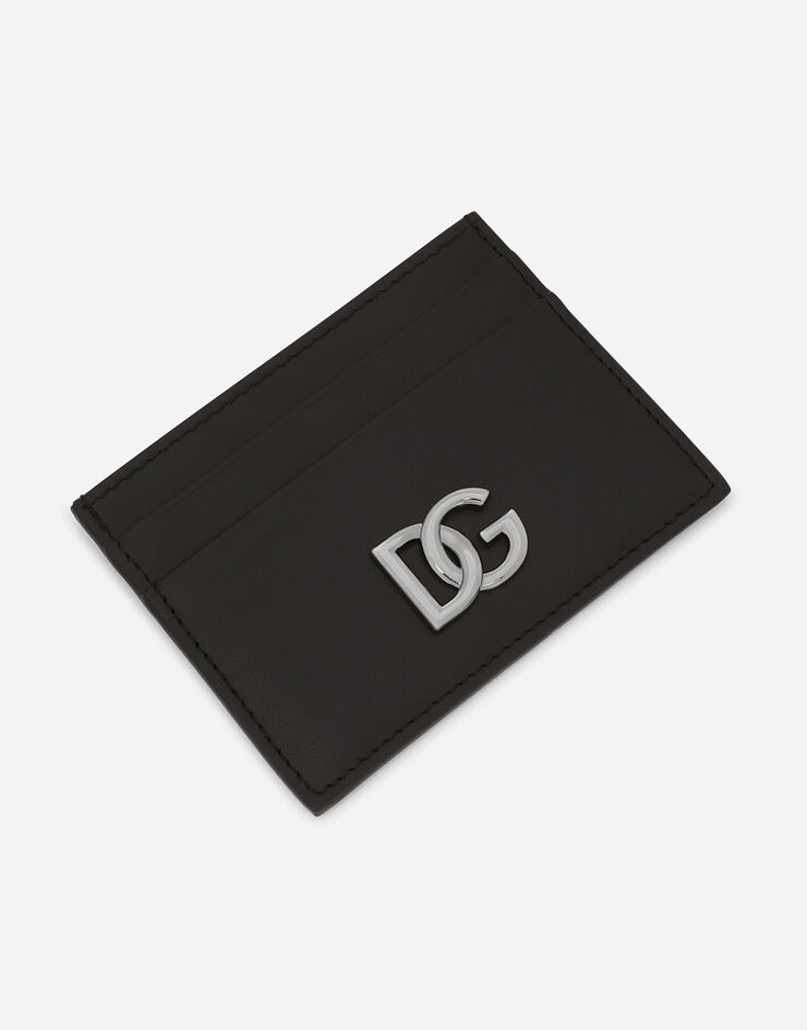 Dolce & Gabbana Tarjetero en napa de piel de becerro con logotipo DG Negro BP0330AW576