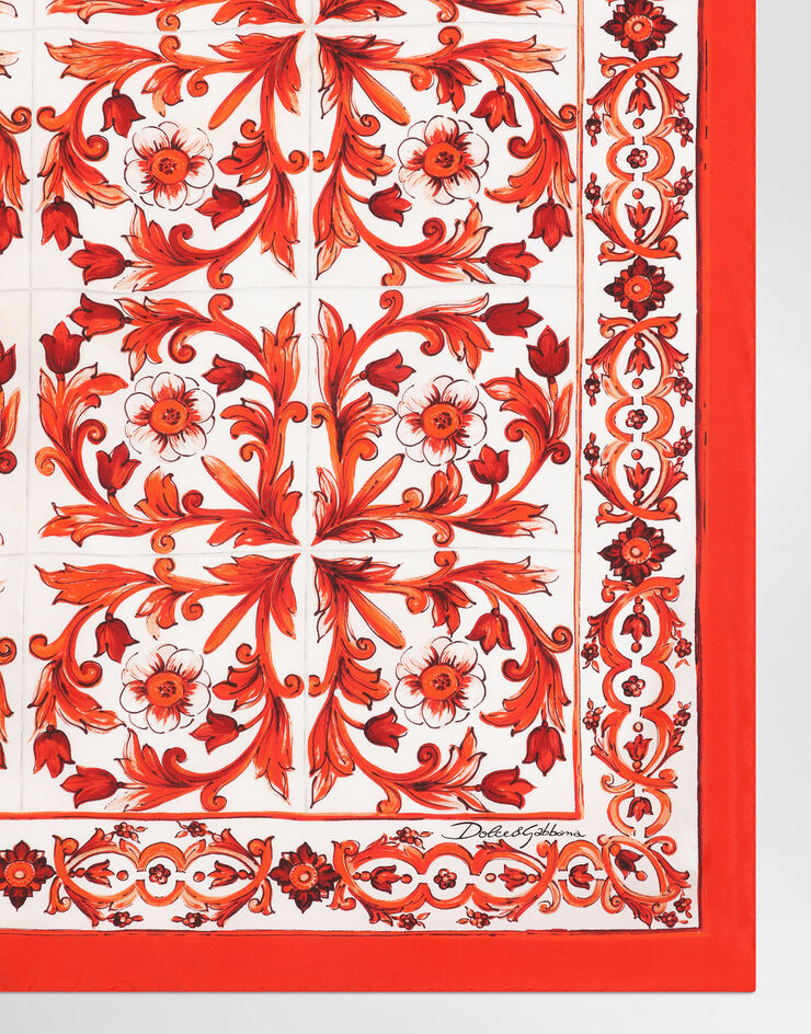 Dolce & Gabbana 70x70 majolica-print silk twill scarf Multicolor FN092RGDDU8