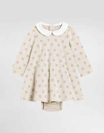 Dolce & Gabbana Jacquard knit dress with DG logo and polka dots Multicolor L2JD9SFJ7EA