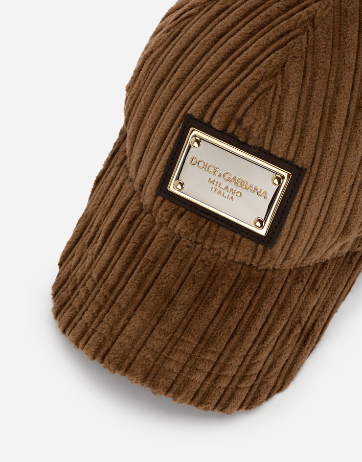 Dolce & Gabbana Cappello da baseball velluto a coste Marrone GH590AFRVBD