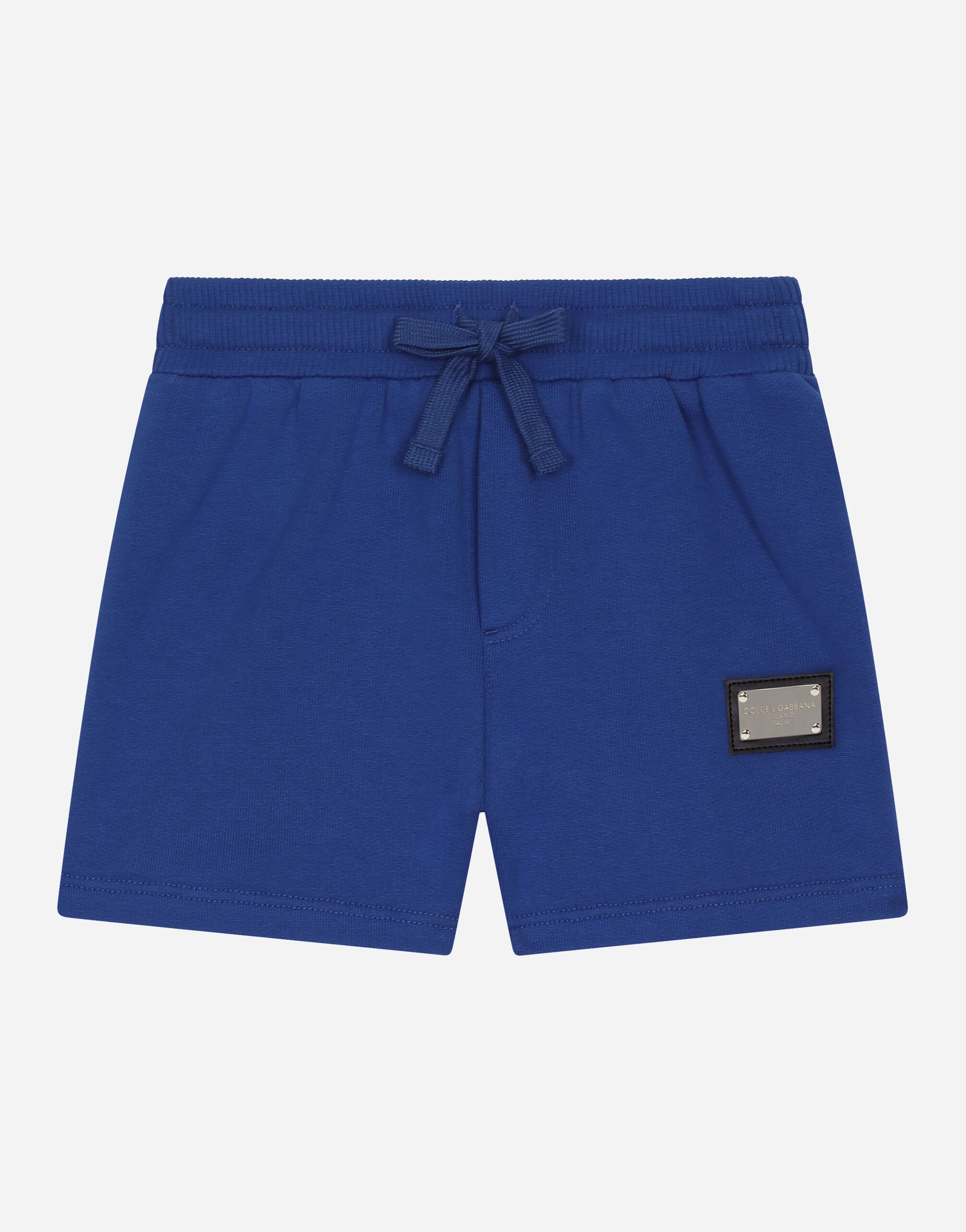 Dolce & Gabbana Jersey jogging shorts with logo tag Beige L13Q08FUFJR