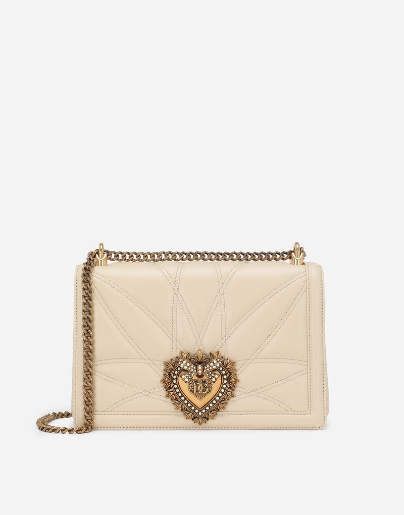 Large Devotion Shoulder Bag in Quilted Nappa Leather Cream