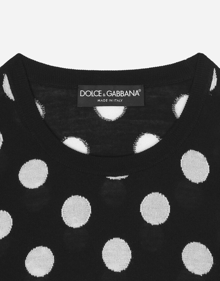 Dolce & Gabbana Débardeur en laine et soie avec intarsia à pois Imprimé FXX22TJCVYK