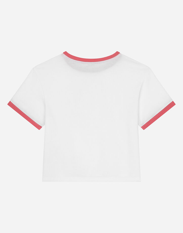 Dolce & Gabbana T-shirt en jersey à écusson DG et broderie Dolce&Gabbana Blanc L5JTNEG7M6E