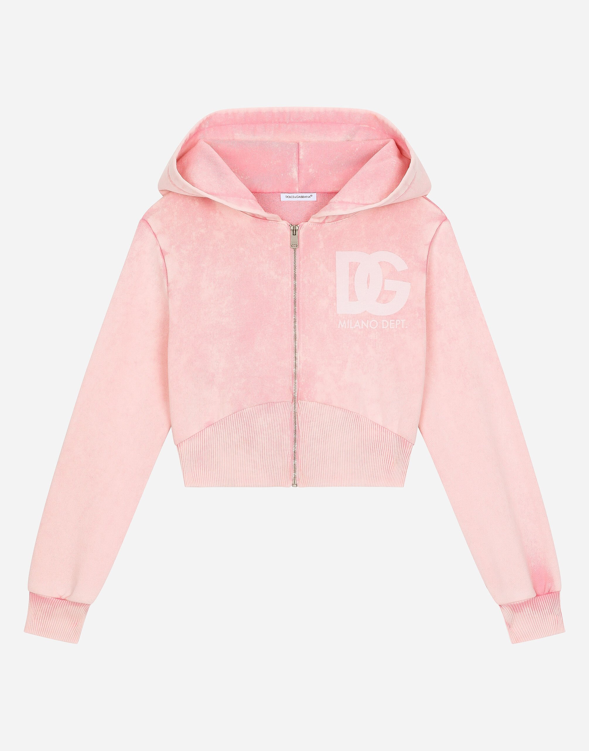 Dolce & Gabbana Zip-up hoodie with DG logo Rosa L5JWABG7L2I