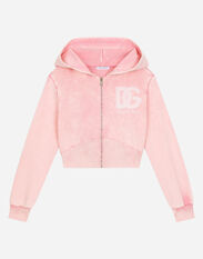 Dolce & Gabbana Zip-up hoodie with DG logo Pink EB0249AB018
