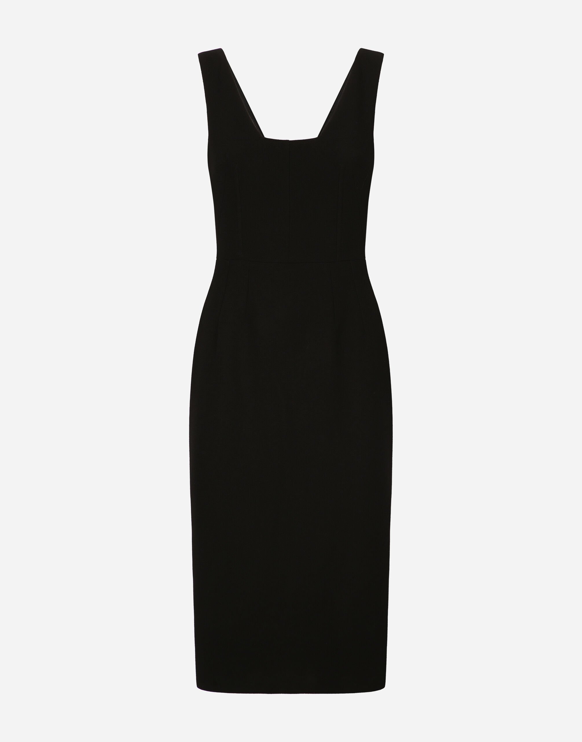 Wool crepe midi dress in Black for Women Dolce Gabbana US
