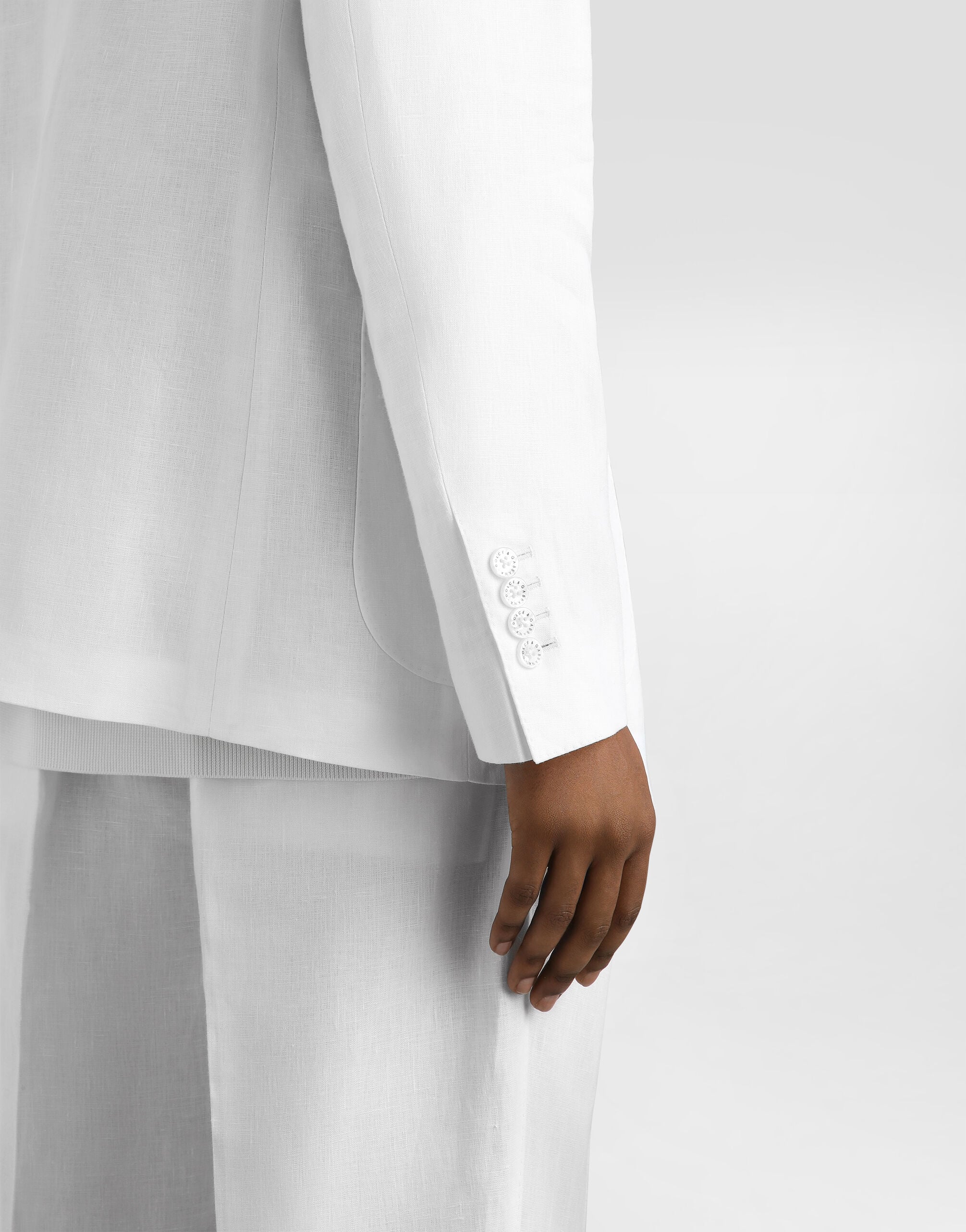 Portofino double-breasted linen jacket in White for Men