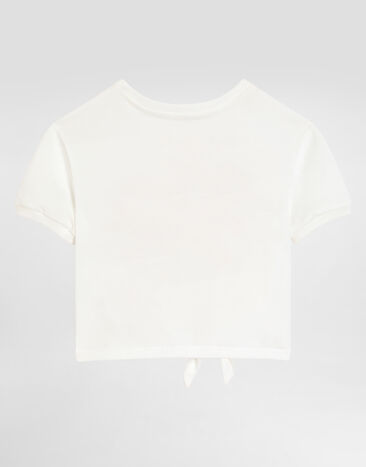 Dolce & Gabbana Jersey t-shirt with print and terry patch White L5JTQFG7PWF