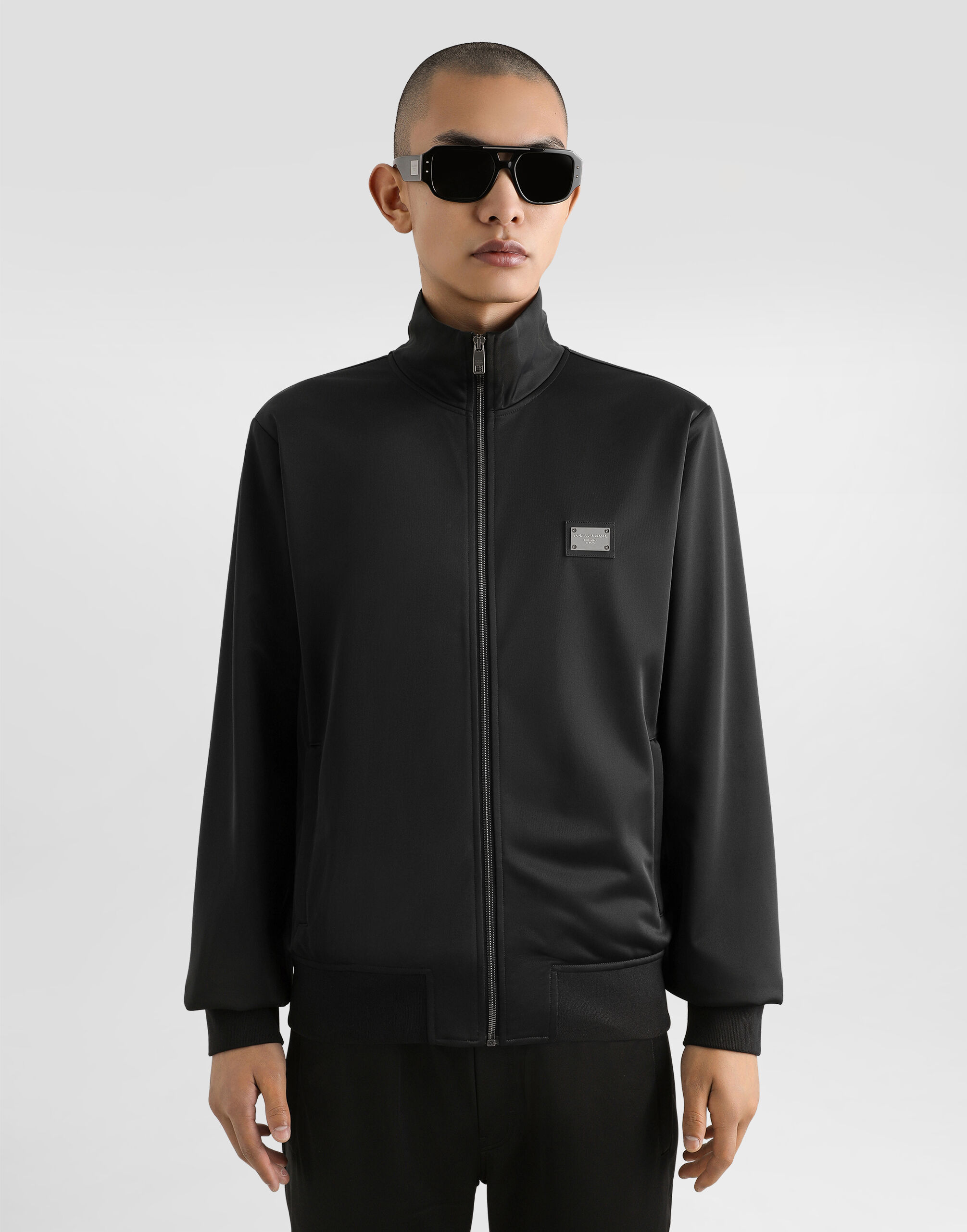 Light nylon jacket with branded tag in Black for Men | Dolce&Gabbana®