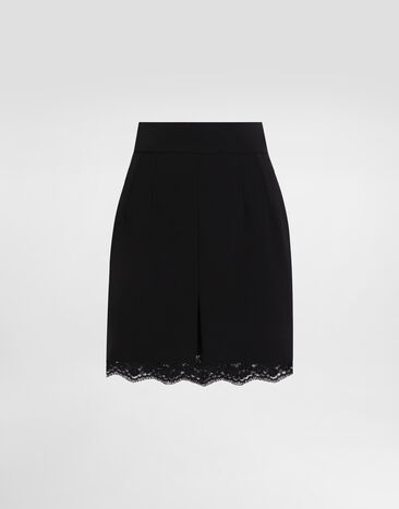 Dolce & Gabbana Double crêpe wool skirt Black F4BS7TFU2L8