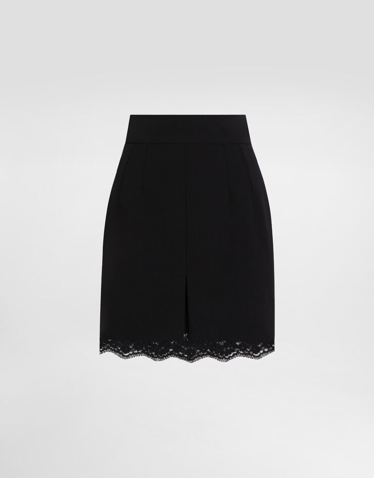 Dolce & Gabbana Double crêpe wool skirt Black F4BS7TFU2L8
