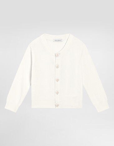 Dolce & Gabbana Knit cardigan with branded buttons White L1JTIEG7N8T