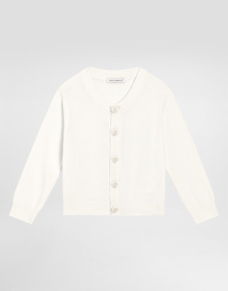 Dolce & Gabbana ロゴボタン ニット カーディガン ホワイト L1KWG1JBCGE