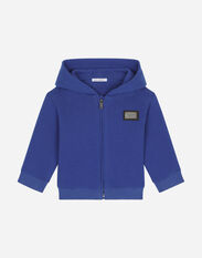 Dolce & Gabbana Zip-up hoodie with logo tag Azul L1JWDOG7L0I