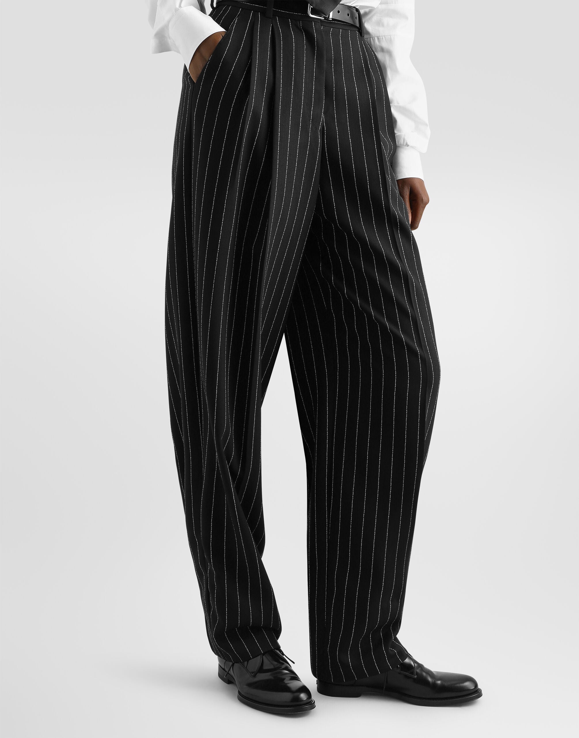 Pinstripe virgin wool trousers - thumbnail 4