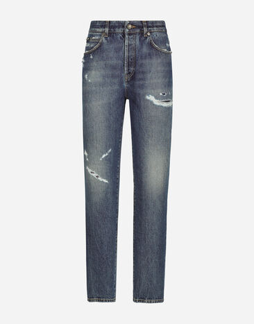 Dolce & Gabbana Jeans in denim con rotture Stampa F6FAITFSTBJ