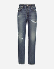 Dolce & Gabbana Jeans in denim con rotture Blu F9R74DG8KT0