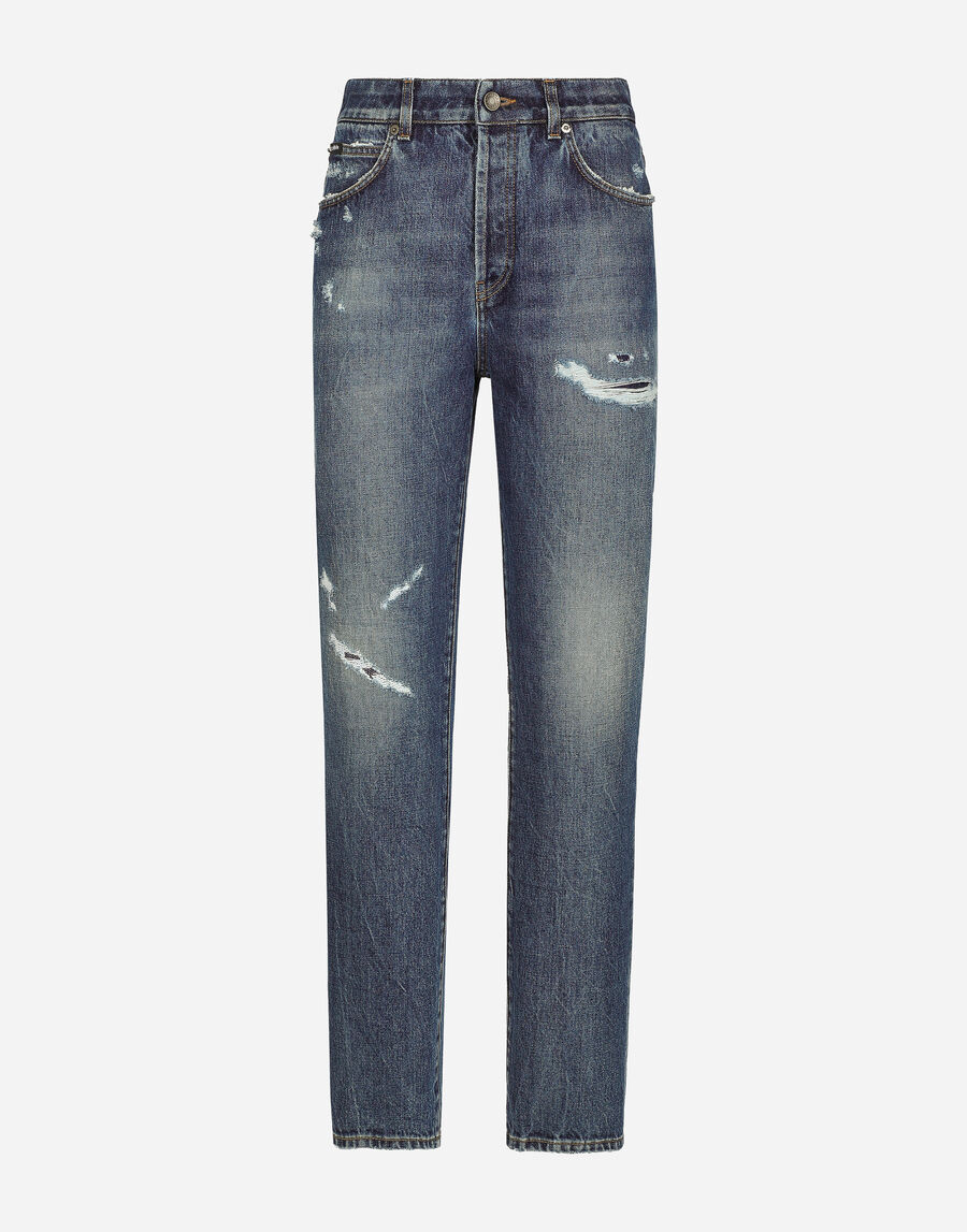 Denim jeans with rips