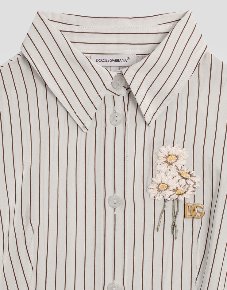 Dolce & Gabbana Wide pinstripe canvas shirt Multicolor L56S44FBTAL