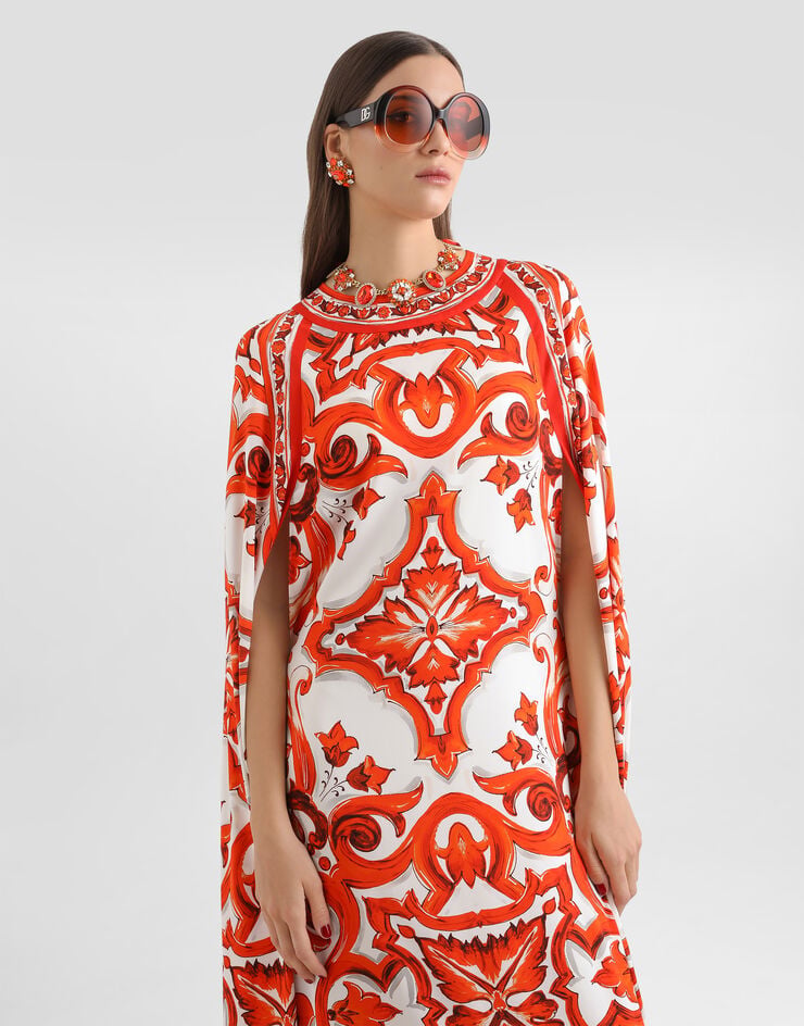 Dolce & Gabbana Majolica-print charmeuse dress Dolce & Gabbana Majolica-print charmeuse dress Multicolor F614YTGDDRJ