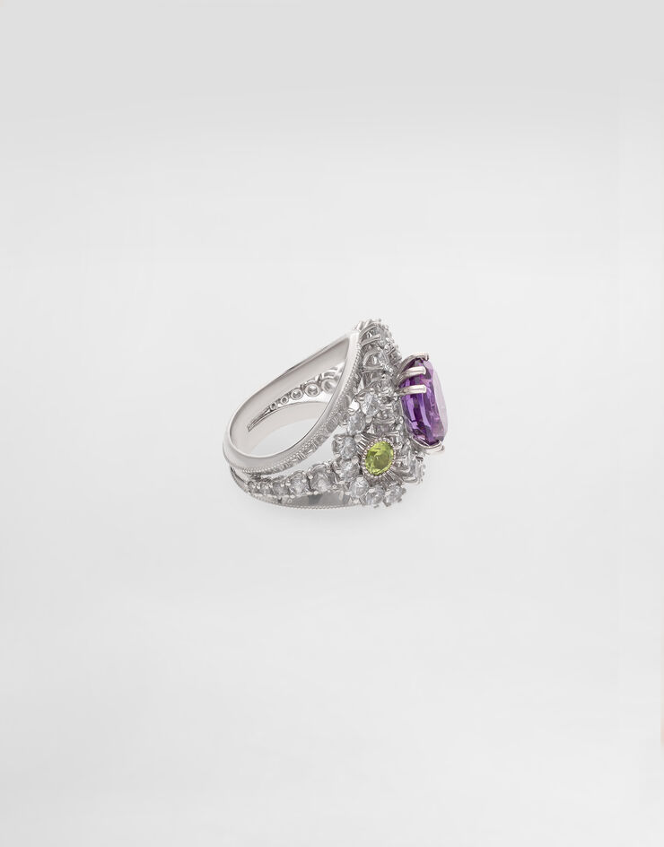 Dolce & Gabbana Eleganza Ring 18-carat white gold, amethyst, peridots, and sapphires White WRSA3GWAME1