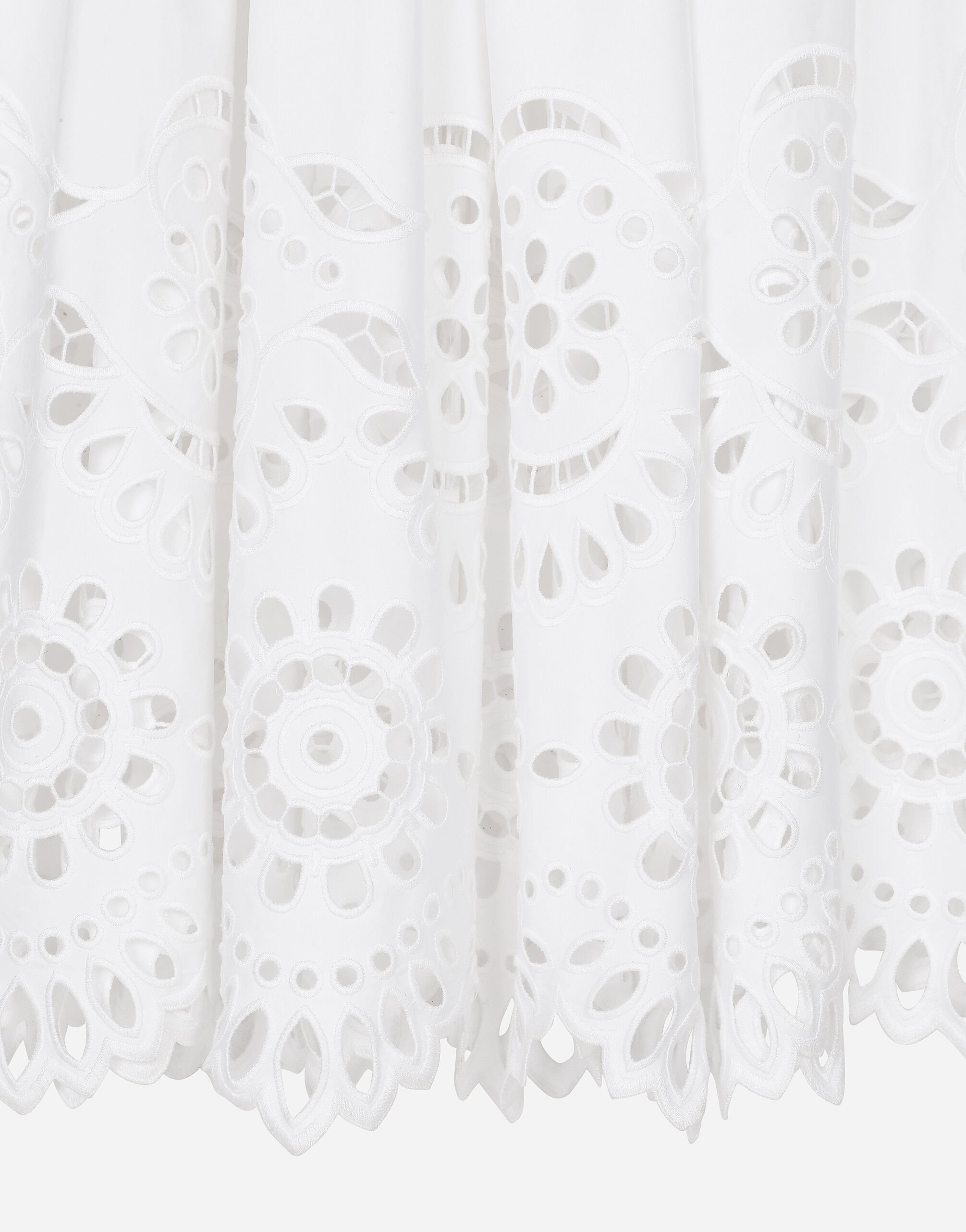 Long cotton circle skirt with cut-out detailing in White for